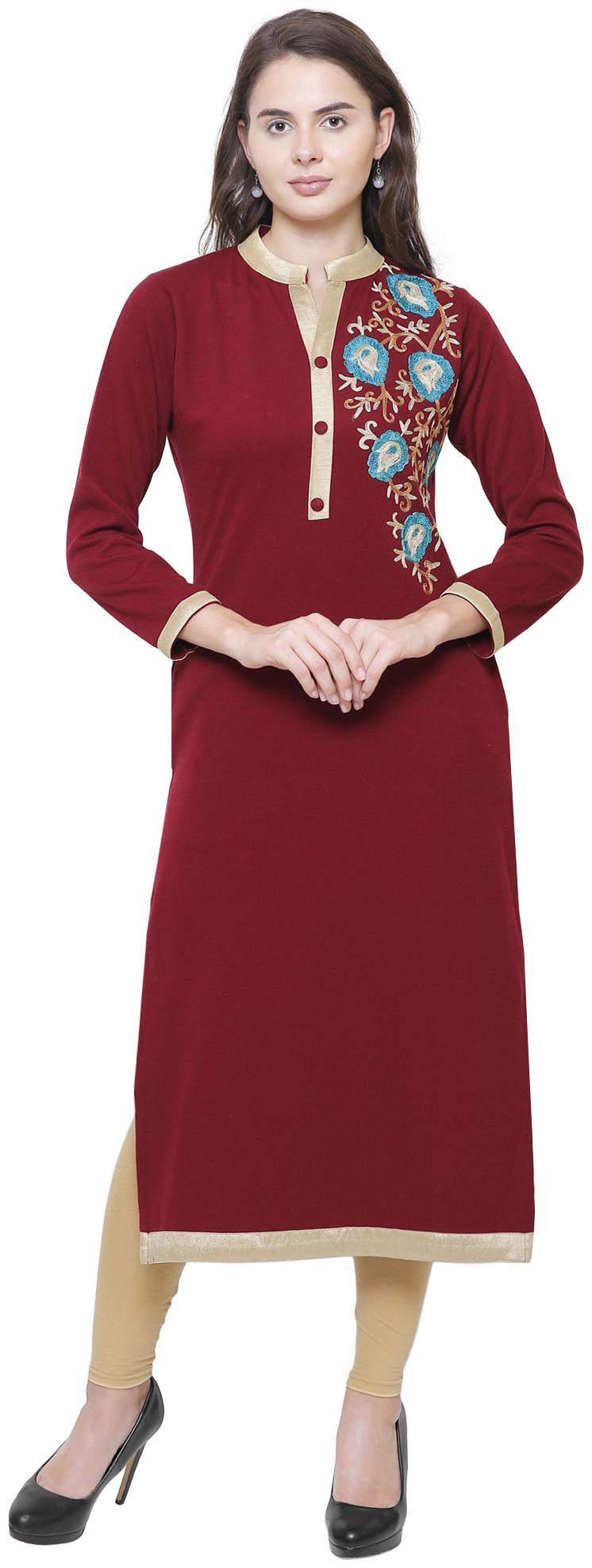 

Rebecca Women Red Embroidered Straight Kurta