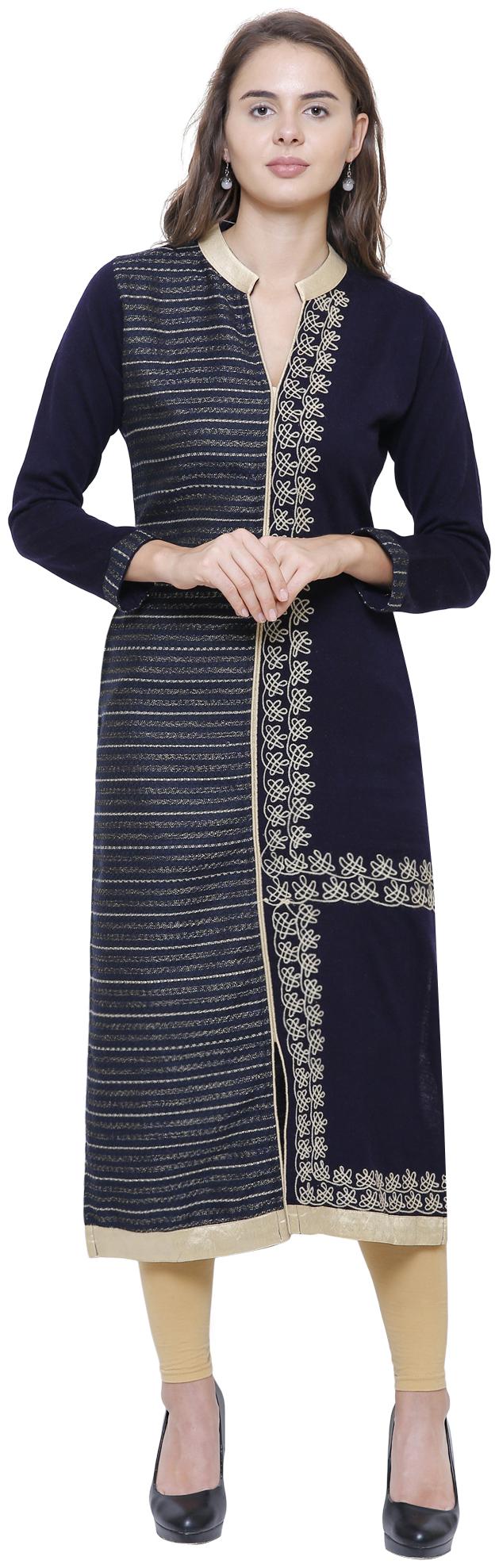

Rebecca Women Blue Embroidered Straight Kurta