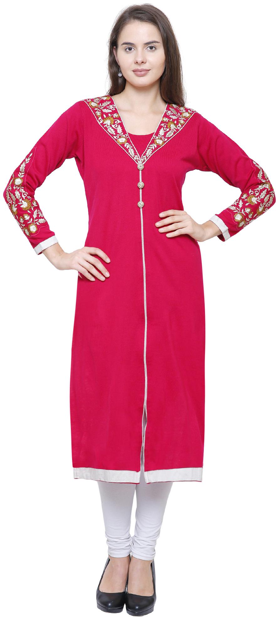 

Rebecca Women Pink Embroidered Straight Kurta