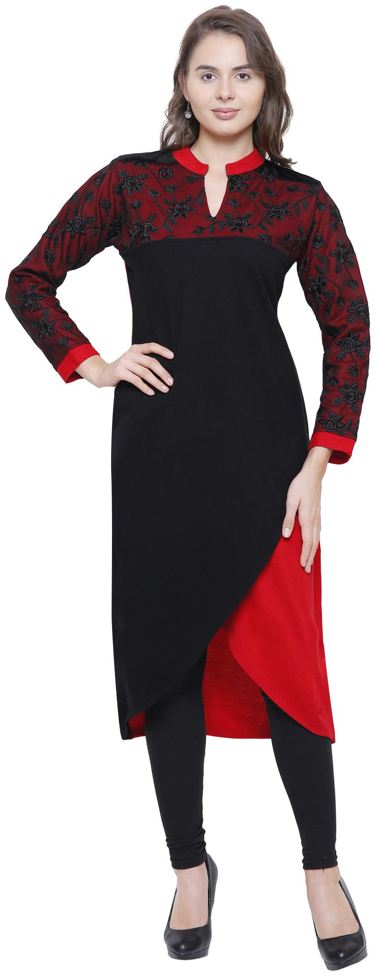 

Rebecca Women Red Embroidered Straight Kurta