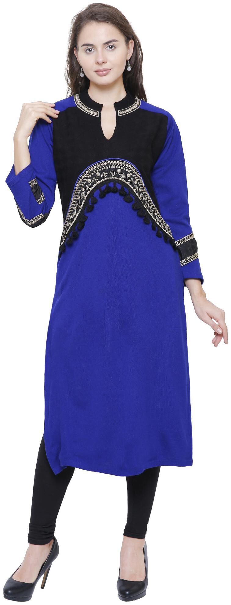 

Rebecca Women Blue Embroidered Straight Kurta