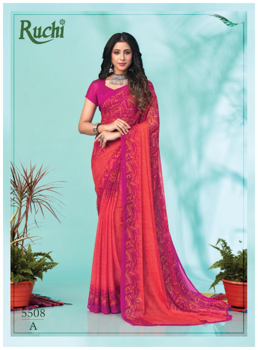 

REBOOT FASHIONS Chiffon Pink Floral Regular Saree For Women