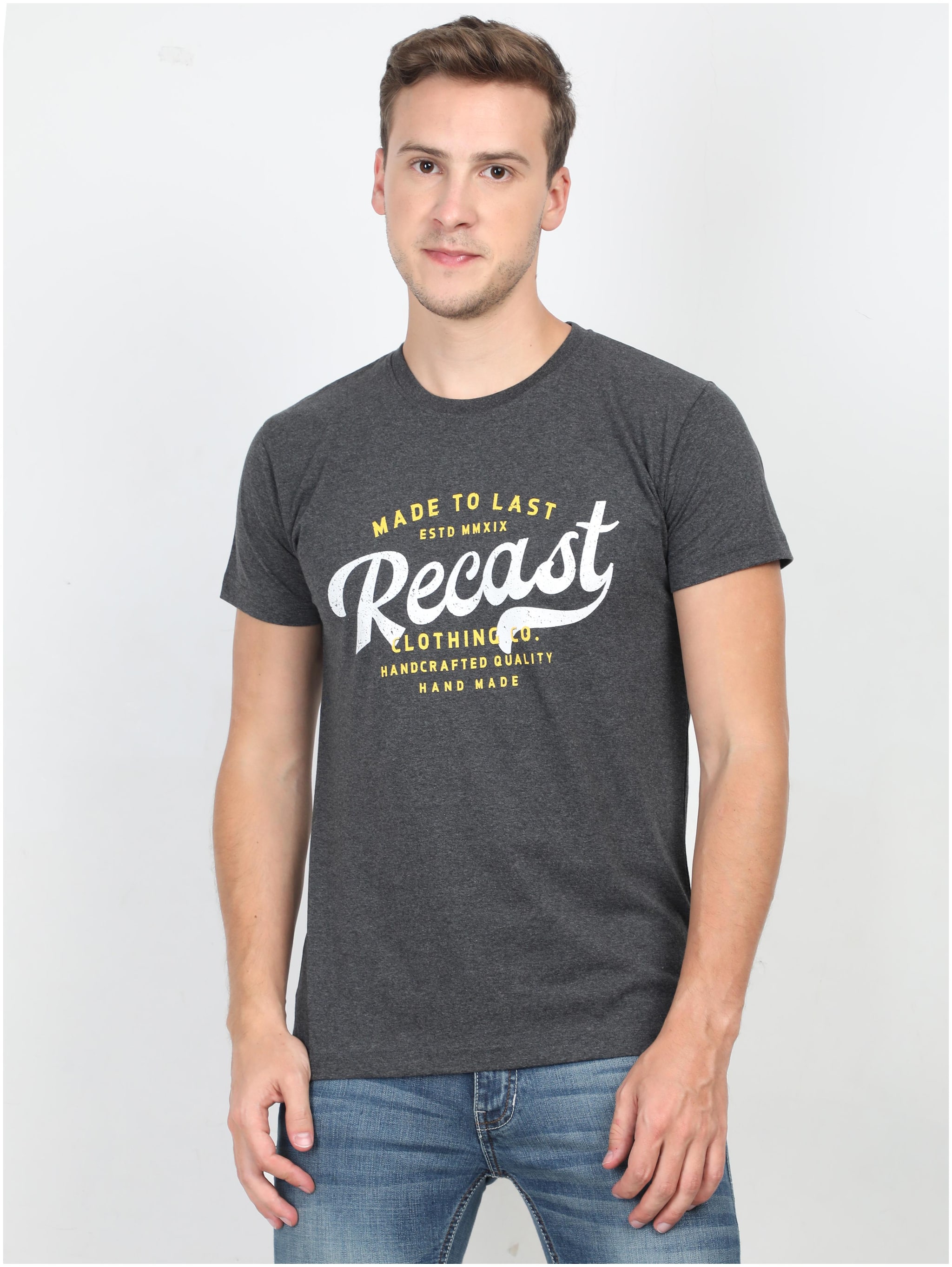 

Recast Men Grey Regular fit Cotton Blend Round neck T-Shirt - Pack Of 1