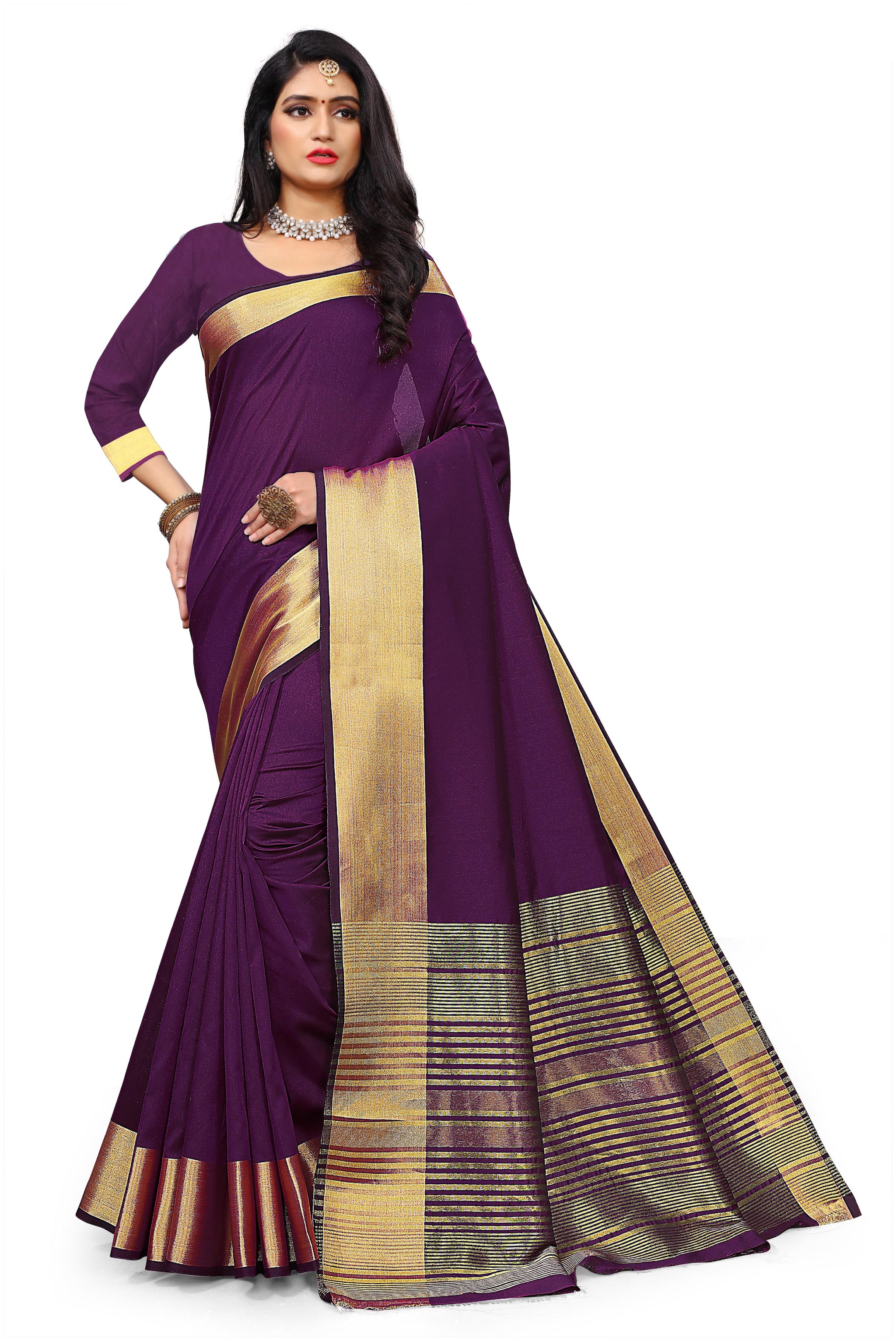 

RECTIFIER Ethical Spot Jacquard Solid Wine Designer Saree For Women