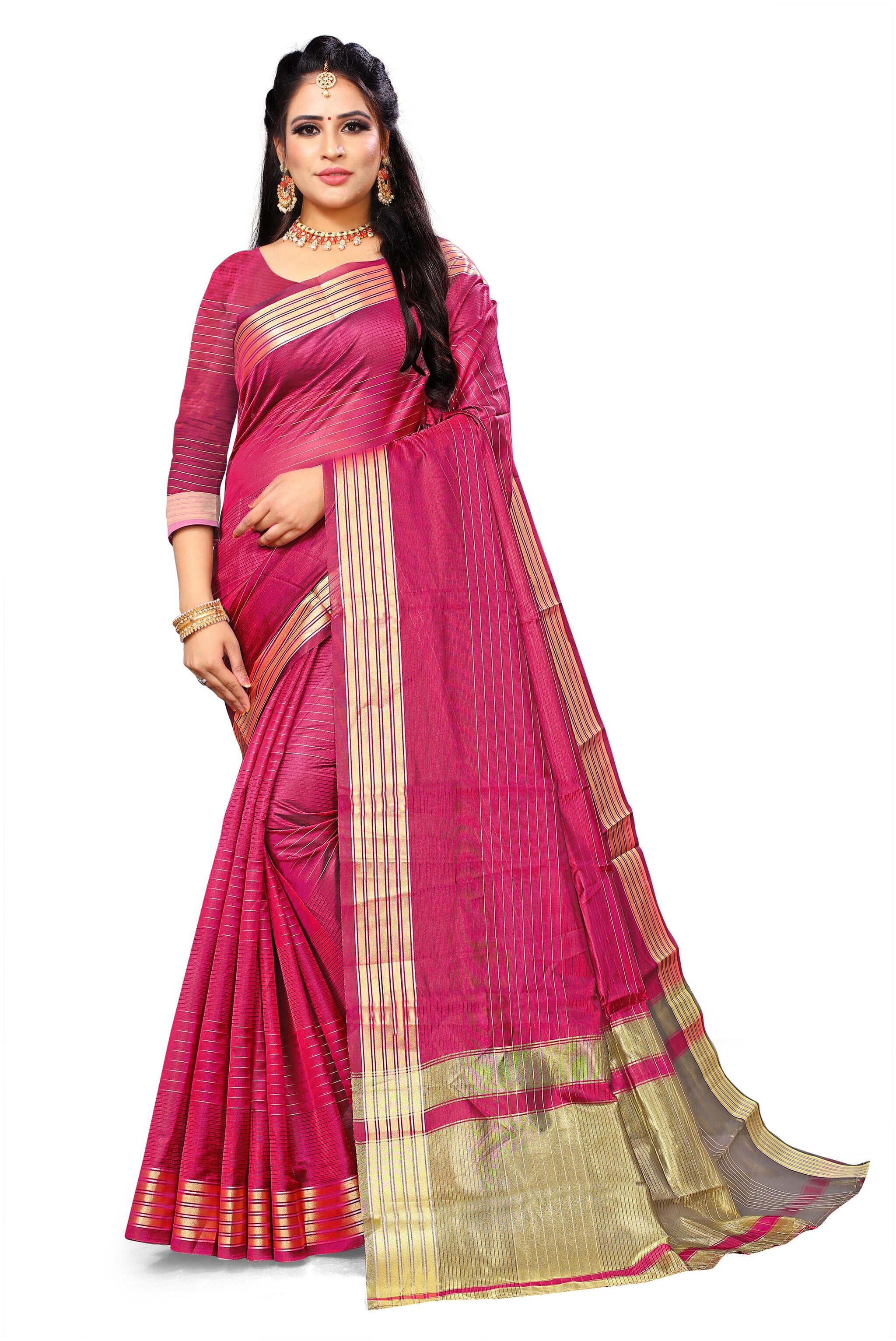 

RECTIFIER Ethical Spot Women Jacquard Wine Designer Saree With Blouse