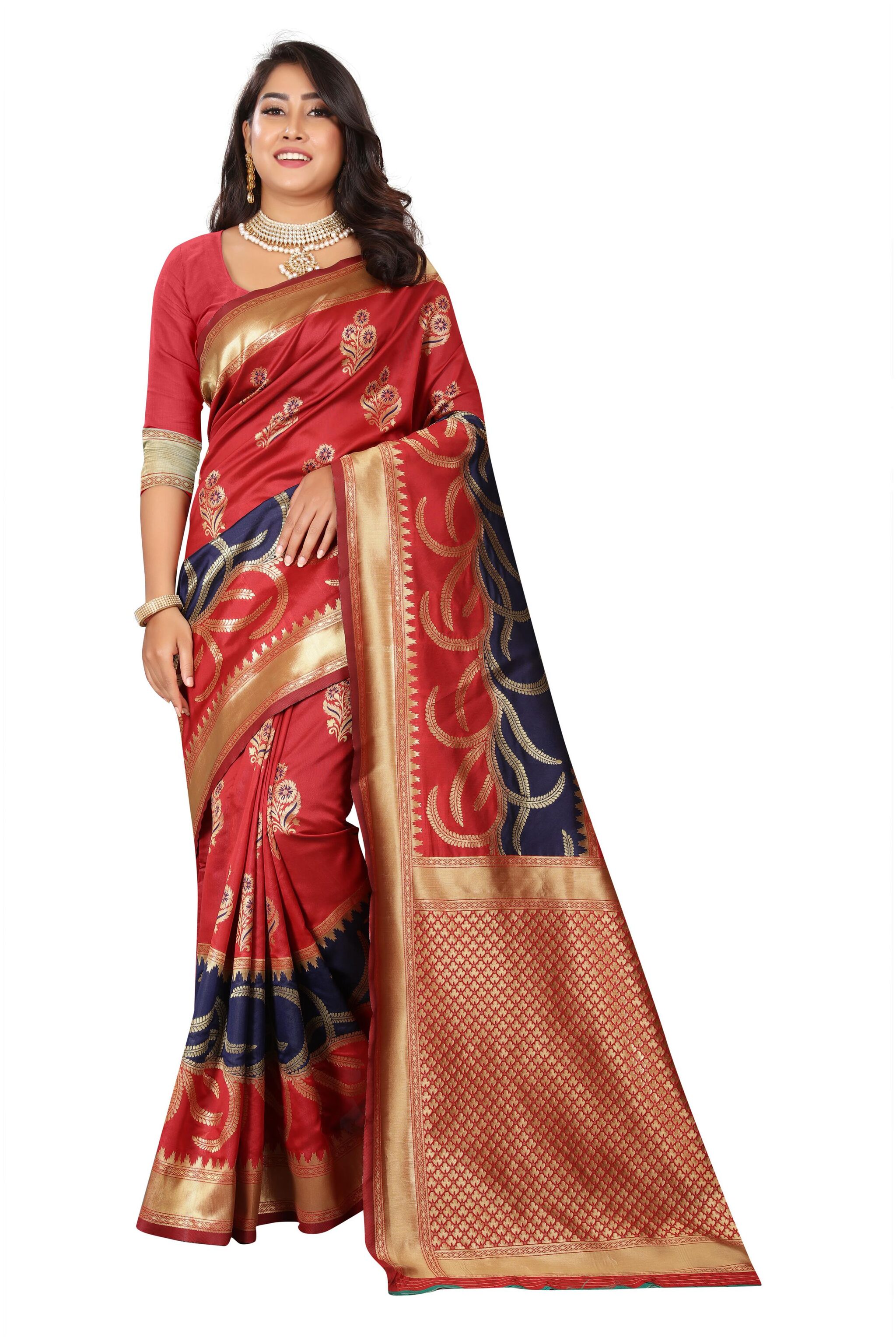 

RECTIFIER Ethical Spot Jacquard Woven Red Designer Saree For Women