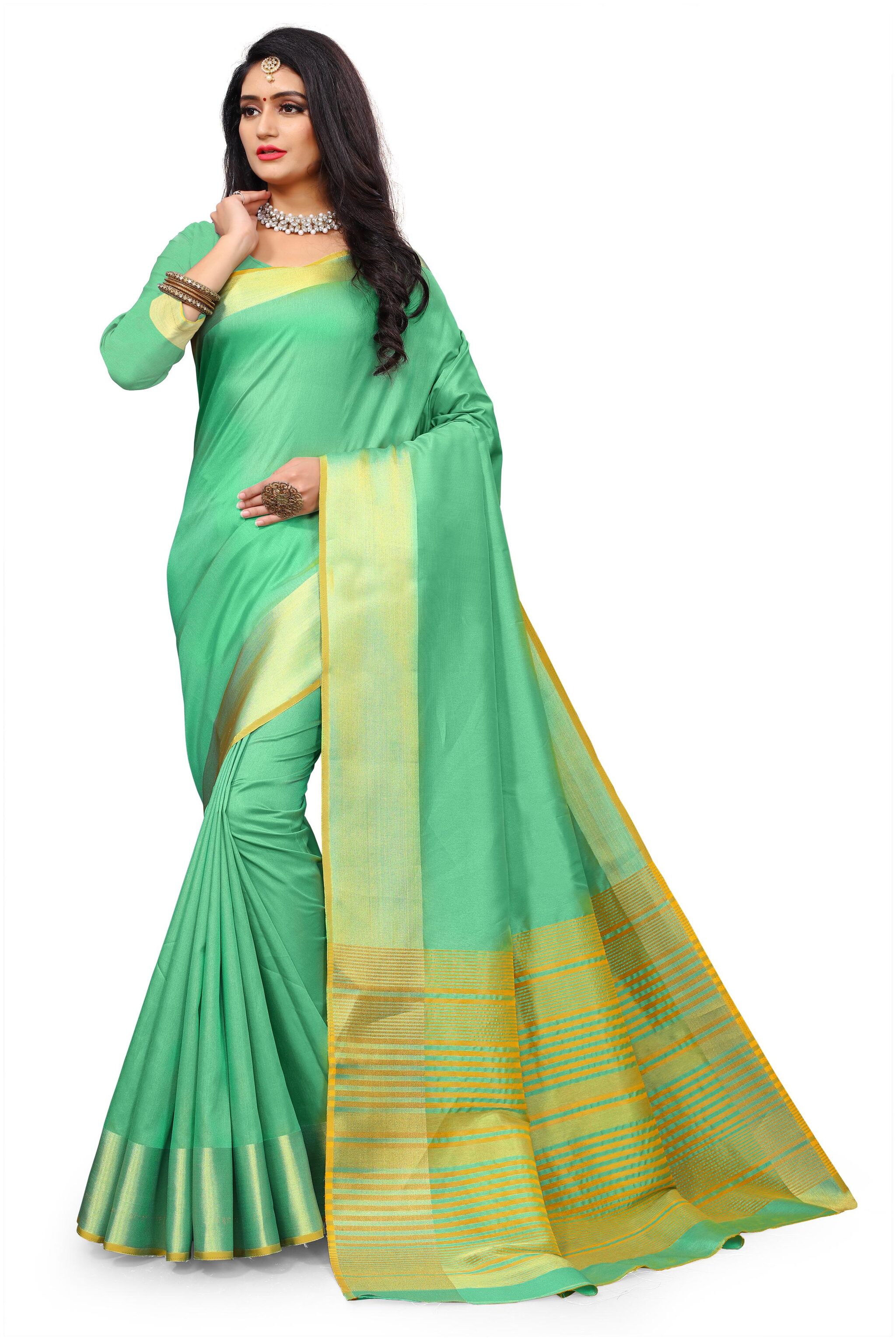 

RECTIFIER Ethical Spot Jacquard Solid Green Designer Saree For Women