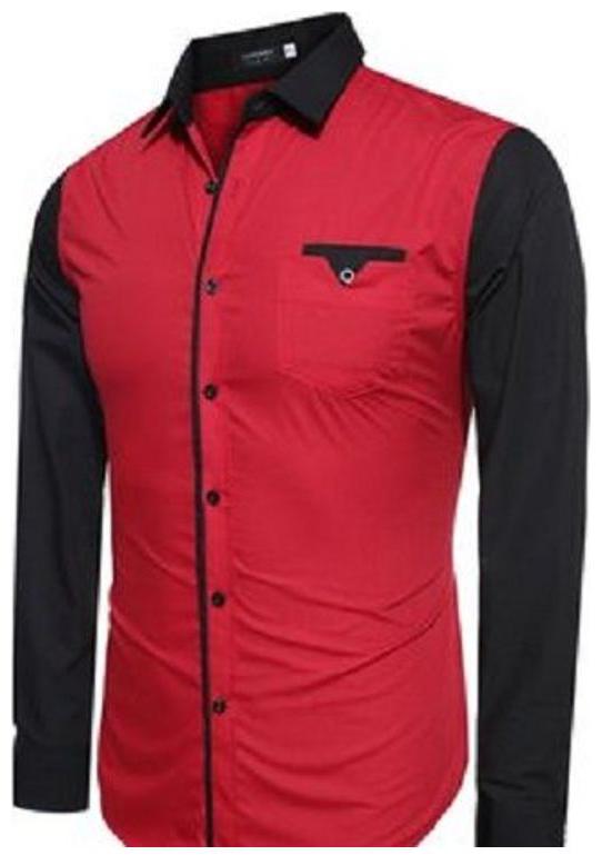 

RED AND BLACK PARTYWEAR COTTON SHIRT
