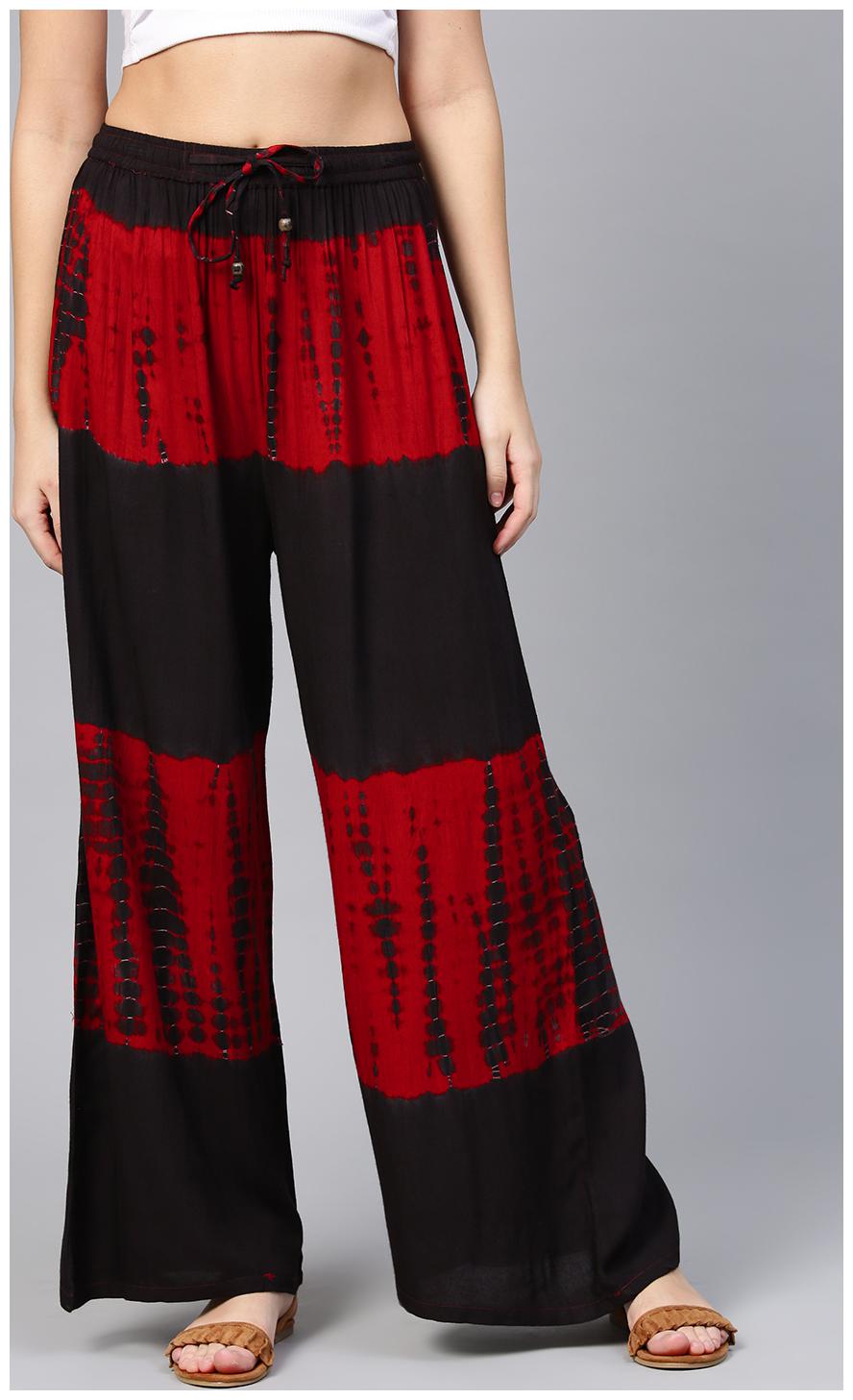 

AASI- HOUSE OF NAYO Black Printed Flared Palazzo