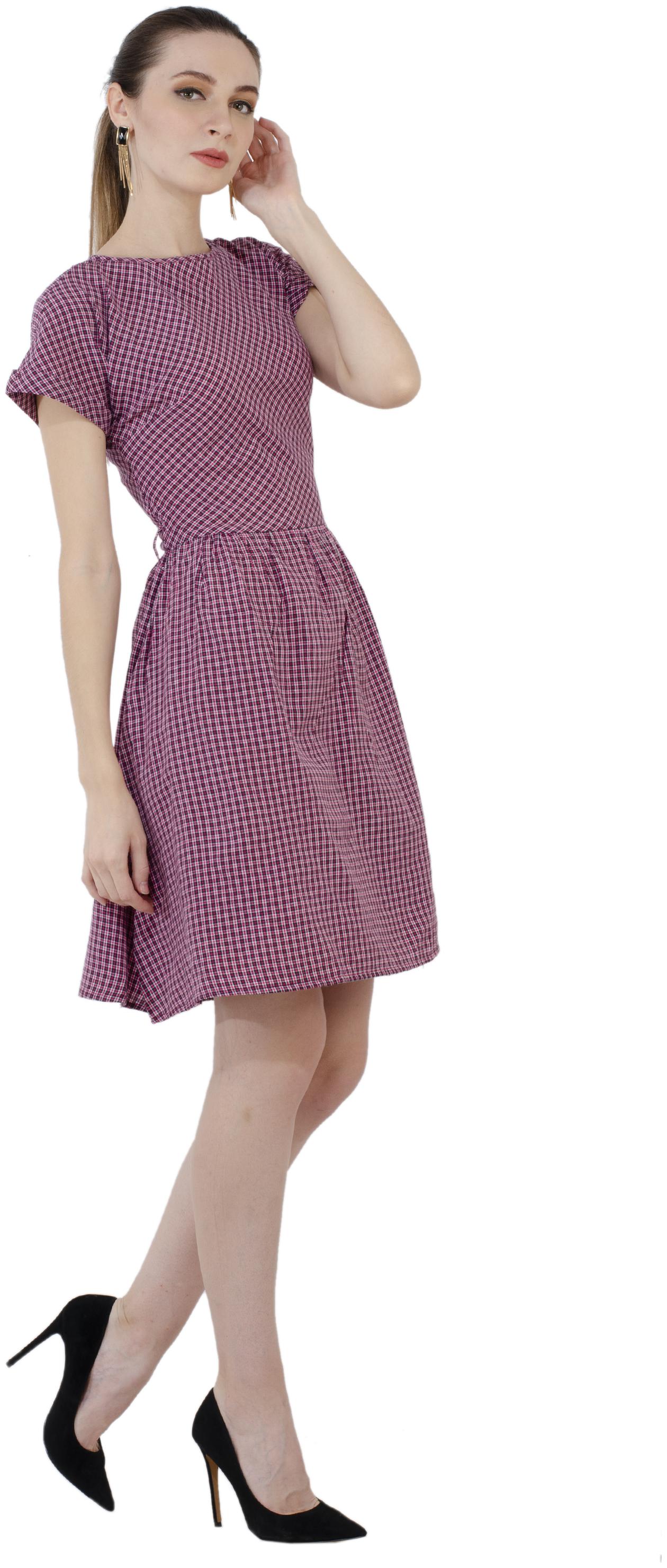 

SURPRIAM Red Checked A-line dress