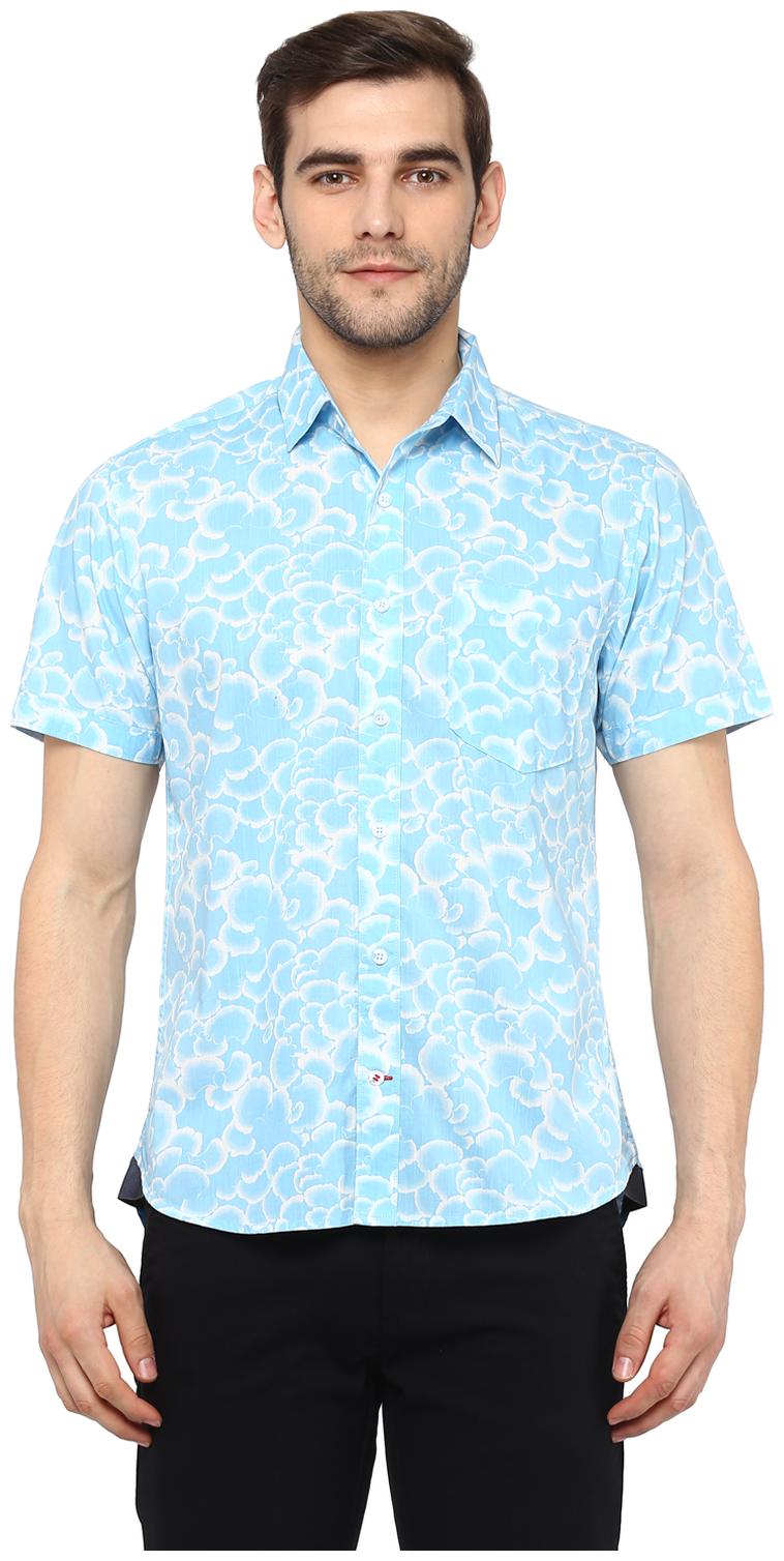 

Red Chief Men Blue Printed Regular Fit Casual Shirt