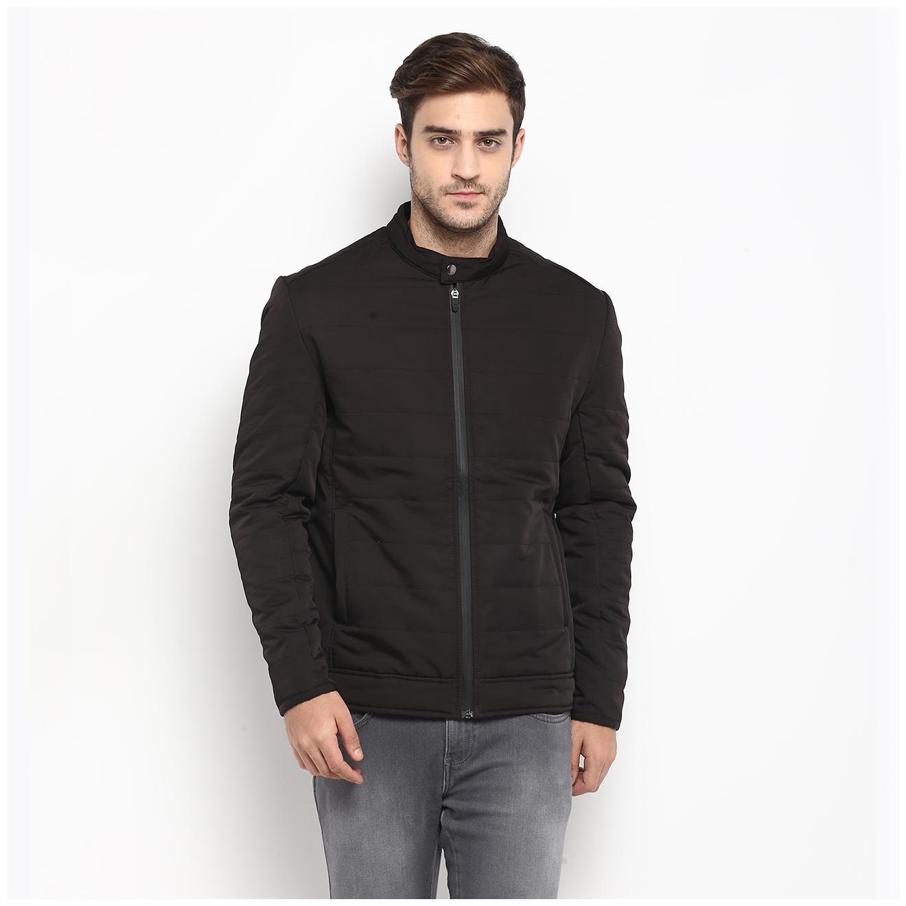 

Red Chief Men Black Solid Biker jacket