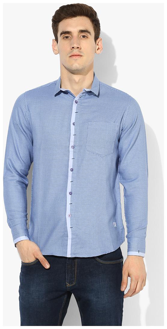 

Red Chief Men Blue Solid Regular Fit Casual Shirt