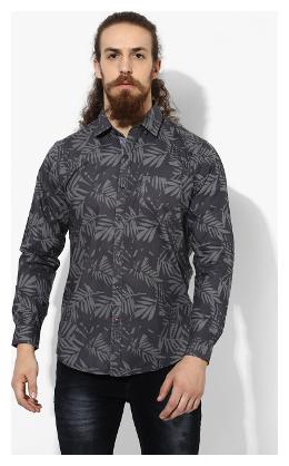 

Red Chief Men Grey Solid Regular Fit Casual Shirt