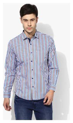 

Red Chief Men Blue Vertical Stripes Regular Fit Casual Shirt