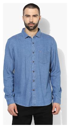 

Red Chief Men Blue Solid Regular Fit Casual Shirt