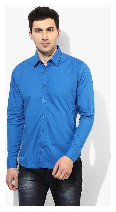 

Red Chief Men Blue Solid Regular Fit Casual Shirt