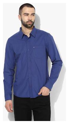 

Red Chief Men Blue Solid Regular Fit Casual Shirt