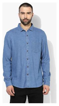 

Red Chief Men Blue Solid Regular Fit Casual Shirt