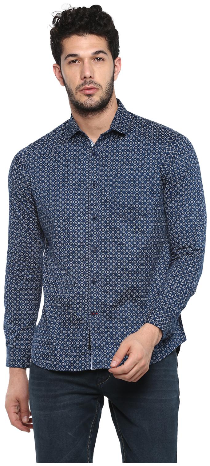 

Red Chief Men Blue Printed Regular Fit Casual Shirt