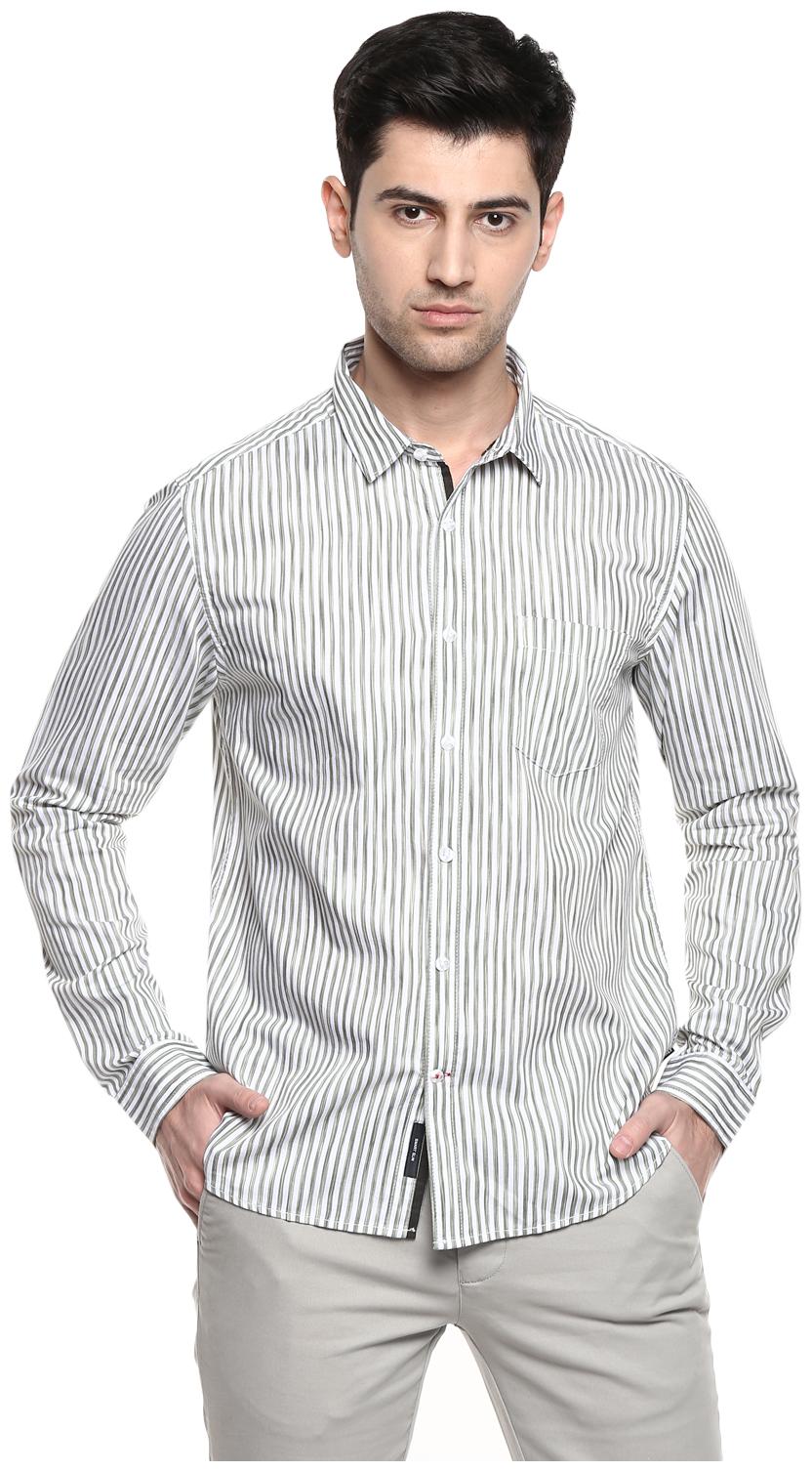 

Red Chief Men White Black Vertical Stripes Regular Fit Casual Shirt