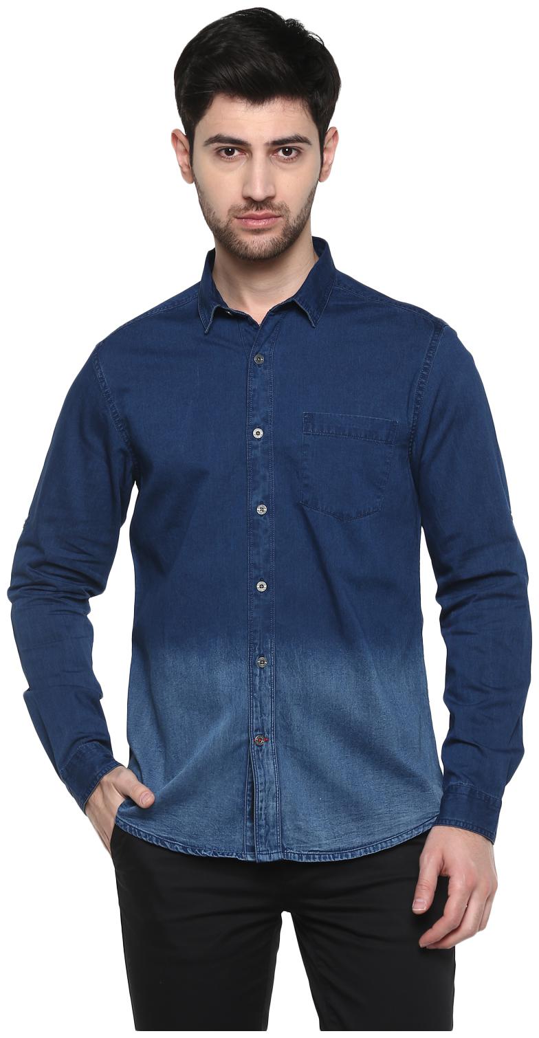 

Red Chief Men Blue Faded Regular Fit Casual Shirt