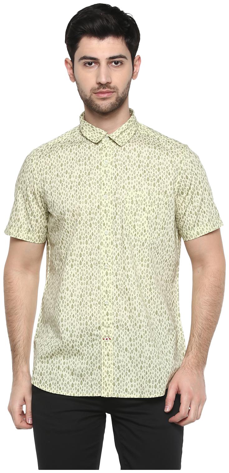 

Red Chief Men Yellow Printed Regular Fit Casual Shirt