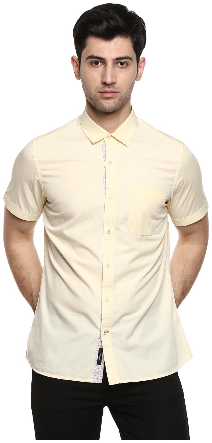 

Red Chief Men Yellow Solid Regular Fit Casual Shirt