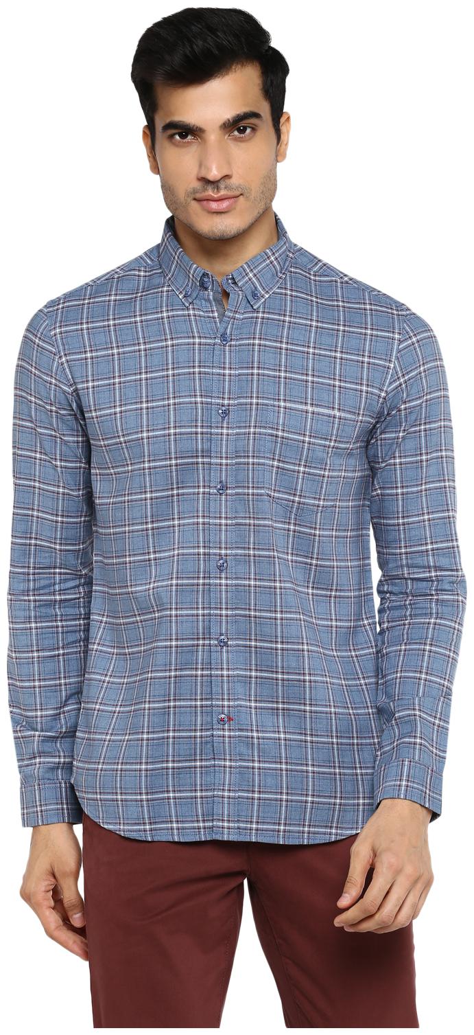 

Red Chief Men Blue Checked Slim Fit Casual Shirt