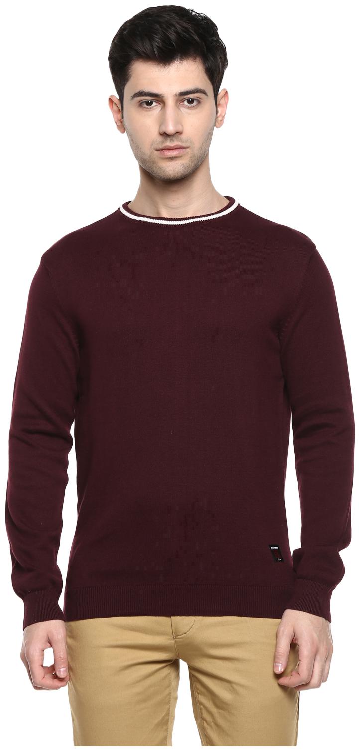 

Red Chief Men Maroon Round neck Longline sweater