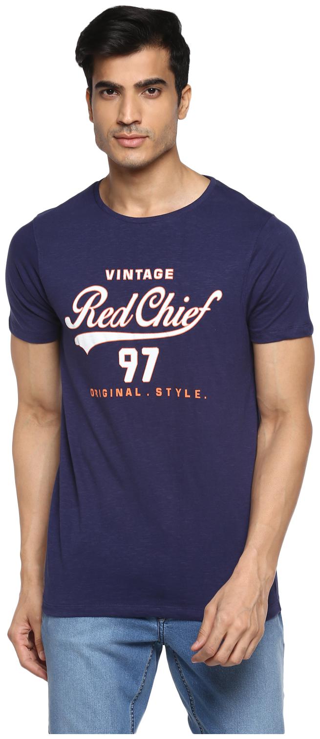 

Red Chief Men Blue Regular fit Cotton Round neck T-Shirt - Pack Of 1
