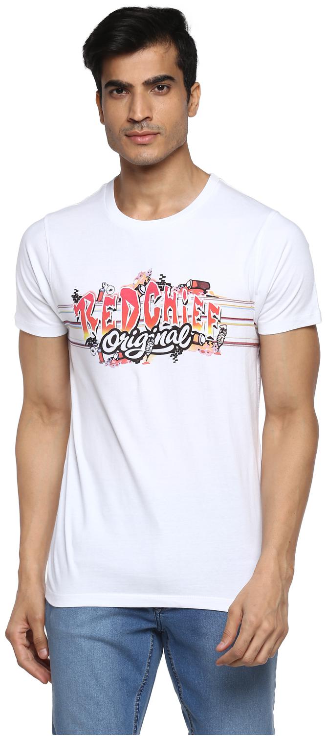 

Red Chief Men White Regular fit Cotton Round neck T-Shirt - Pack Of 1