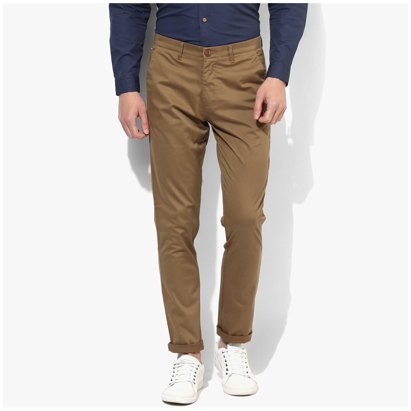 

Red Chief Men Brown Solid Slim fit Regular trousers