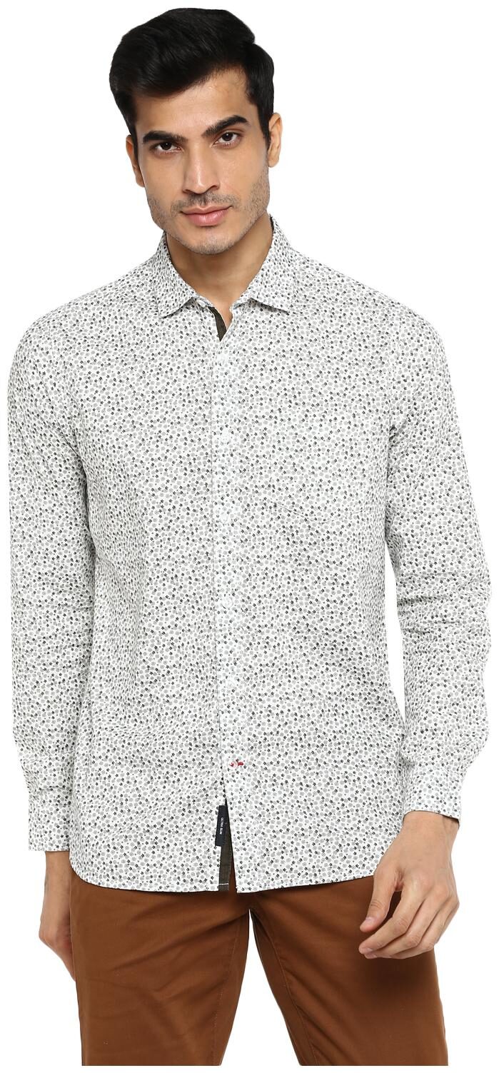 

Red Chief Men White Printed Regular Fit Casual Shirt