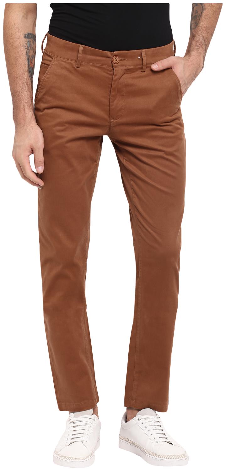 

Red Chief Men Brown Solid Slim fit Regular trousers