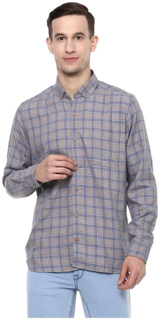 Red Chief Men Grey Checked Regular Fit Casual Shirt