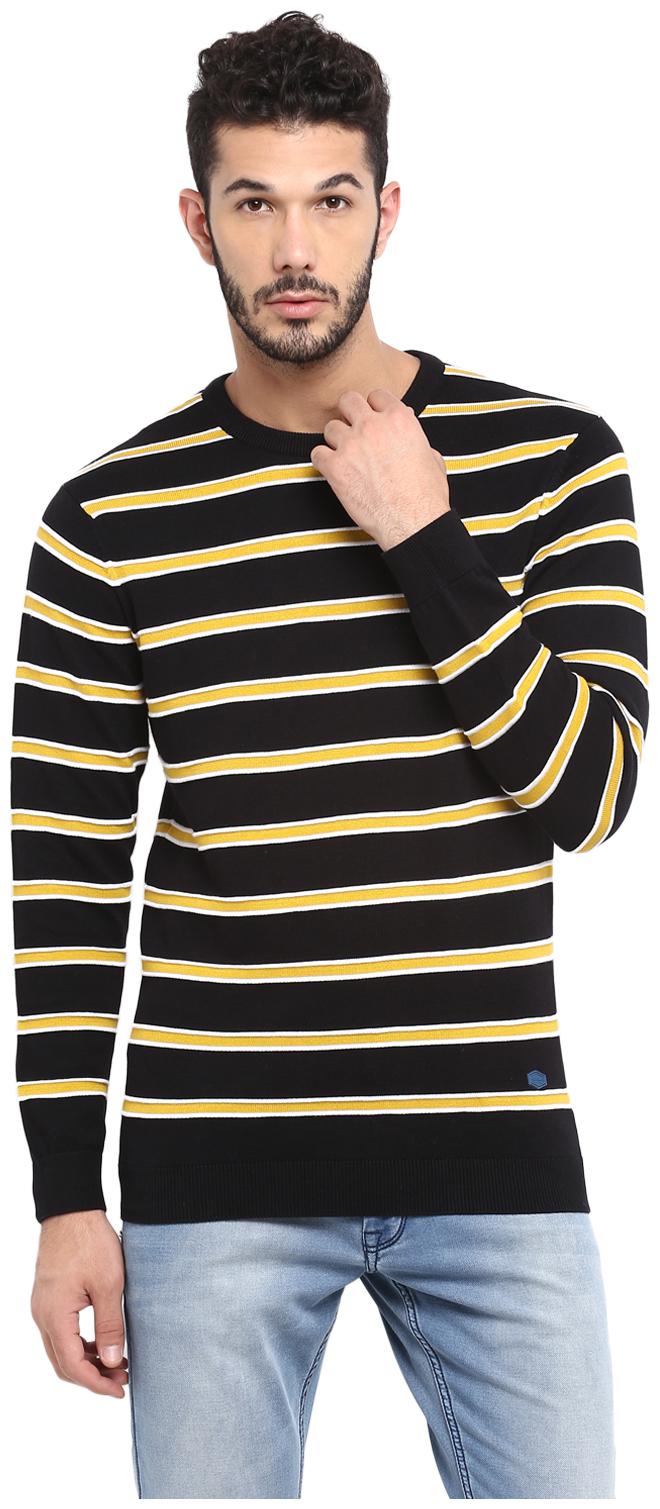 

Red Chief Men Black Yellow Round neck Pullover