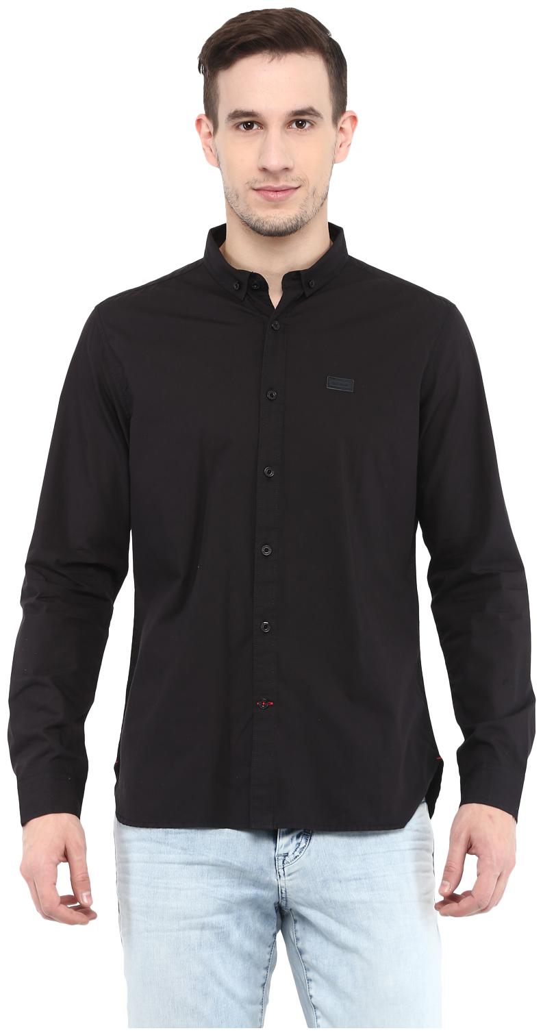 

Red Chief Men Black Solid Slim Fit Casual Shirt
