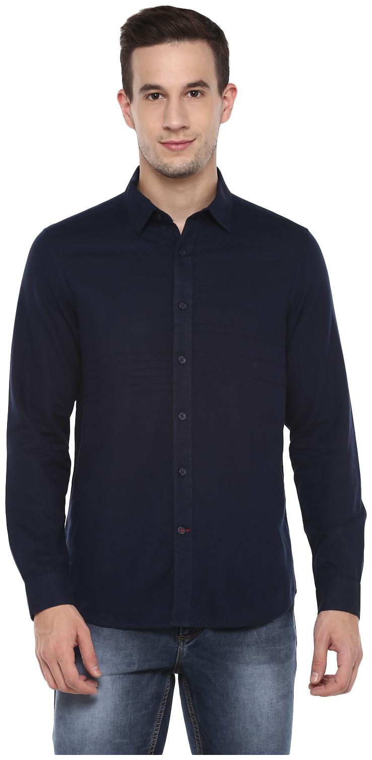 

Red Chief Men Blue Solid Slim Fit Casual Shirt
