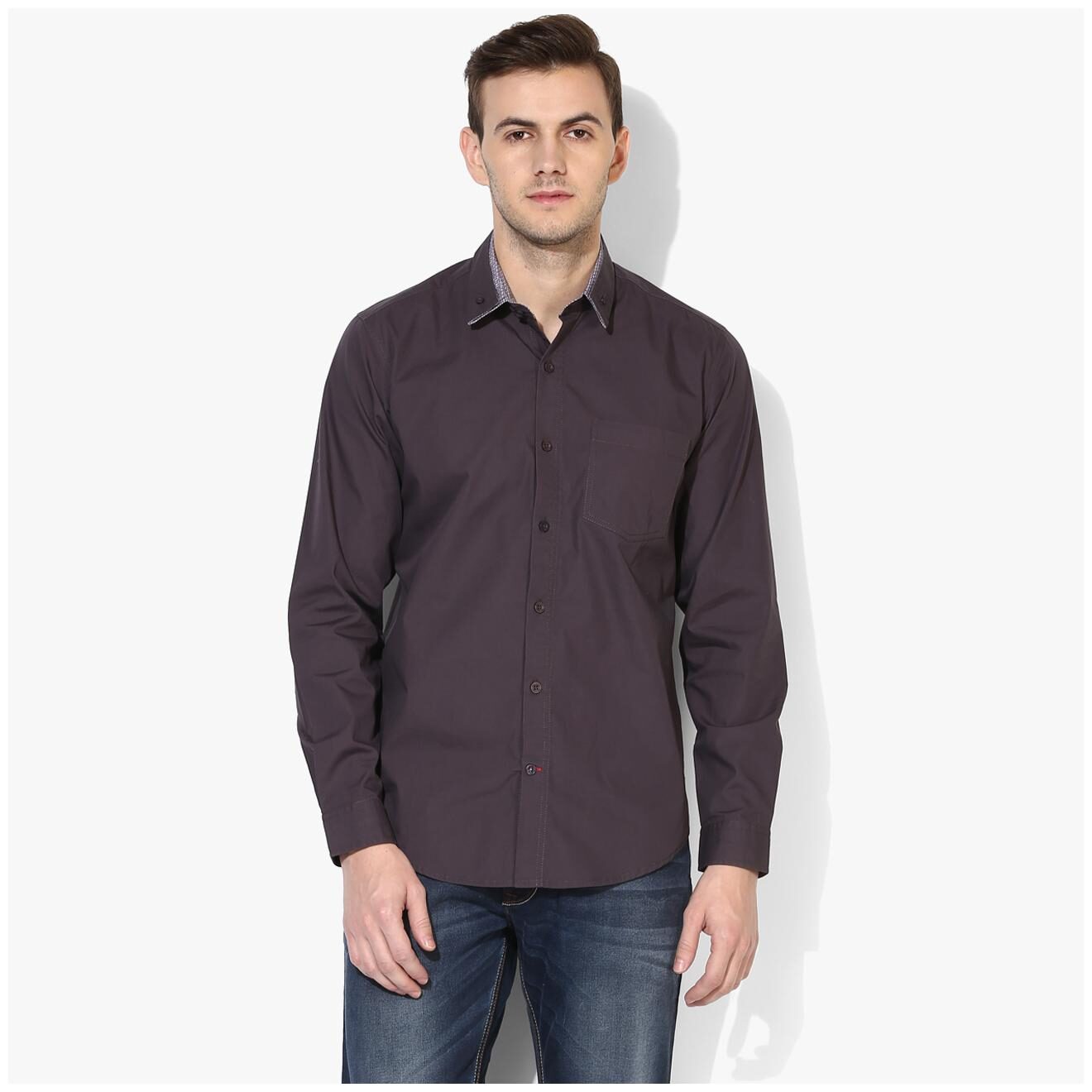 

Red Chief Men Brown Solid Slim Fit Casual Shirt