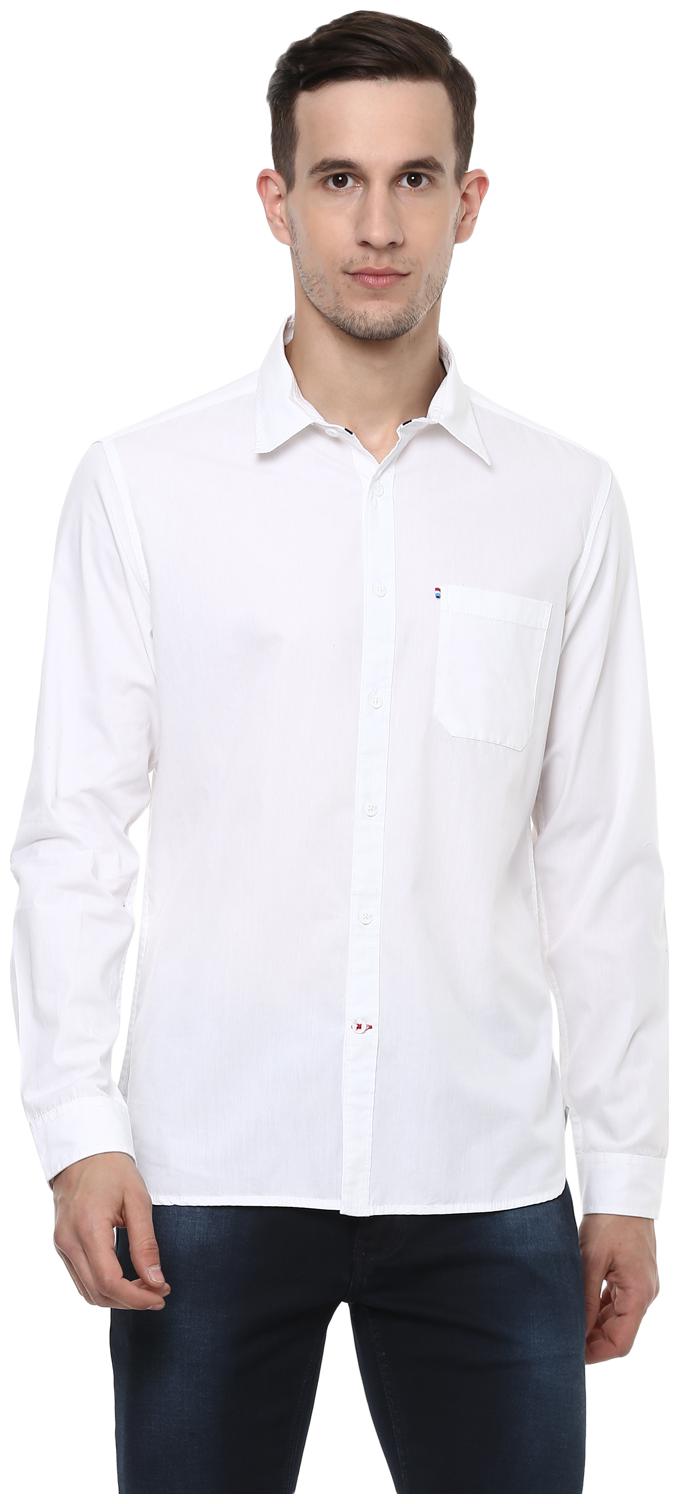 

Red Chief Men White Solid Regular Fit Casual Shirt