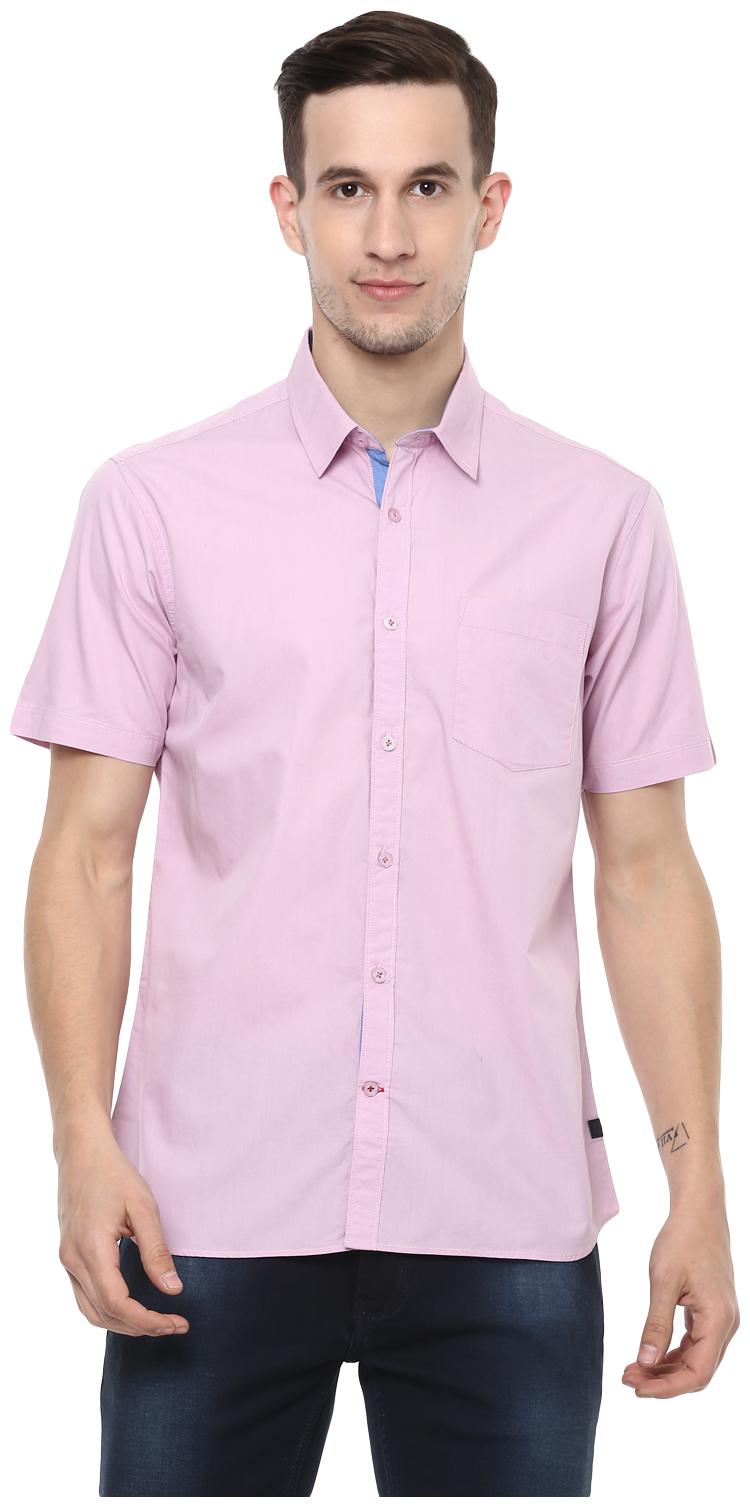

Red Chief Men Pink Solid Regular Fit Casual Shirt