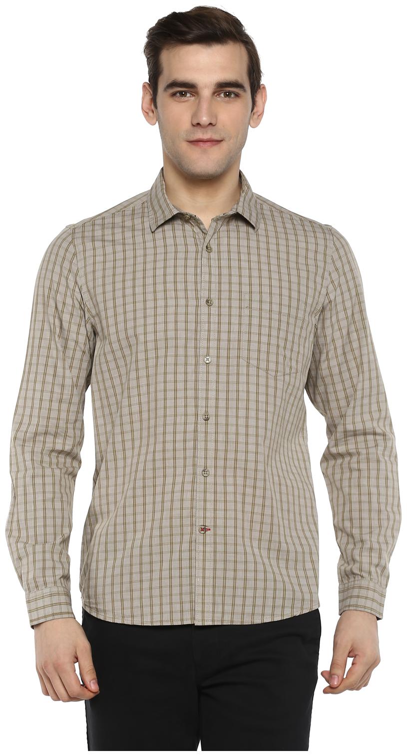

Red Chief Men Beige Checked Slim Fit Casual Shirt