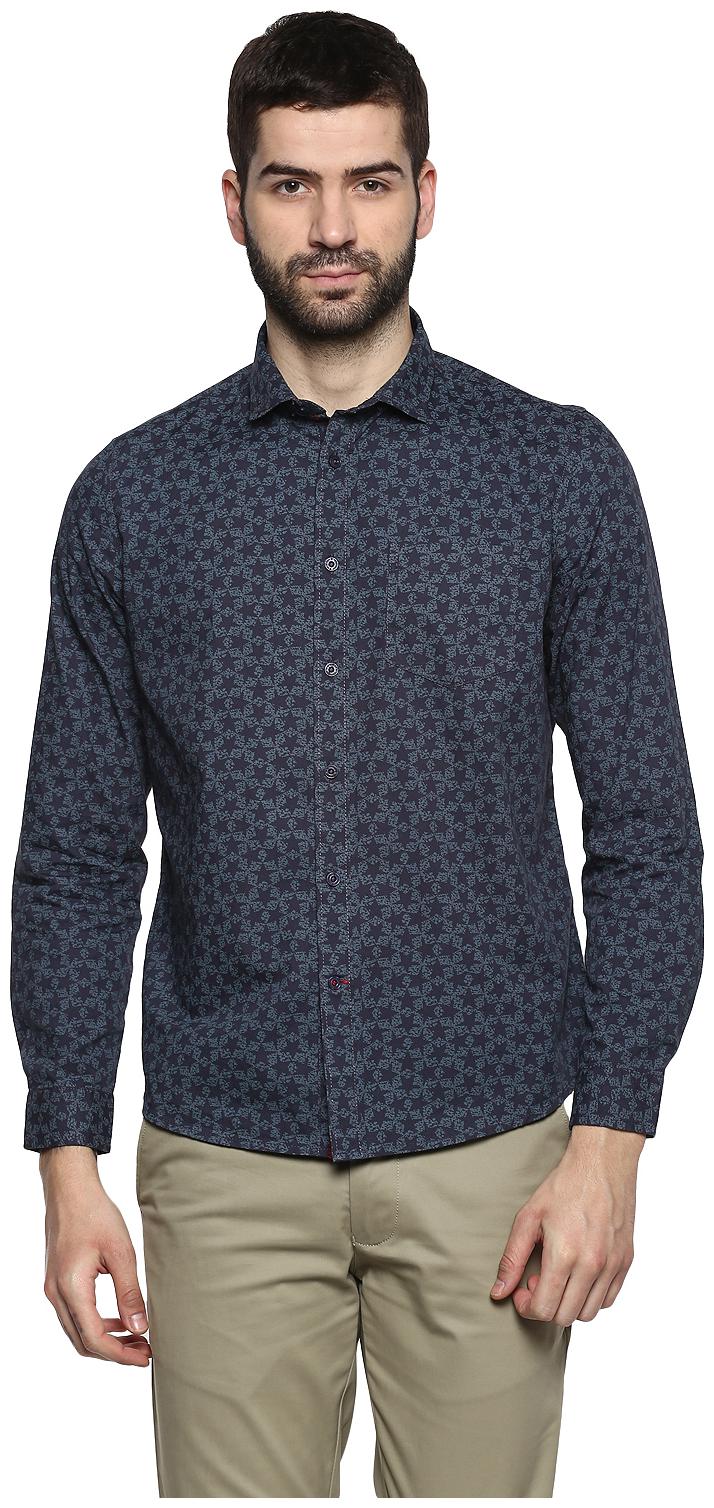 

Red Chief Men Blue Printed Slim Fit Casual Shirt