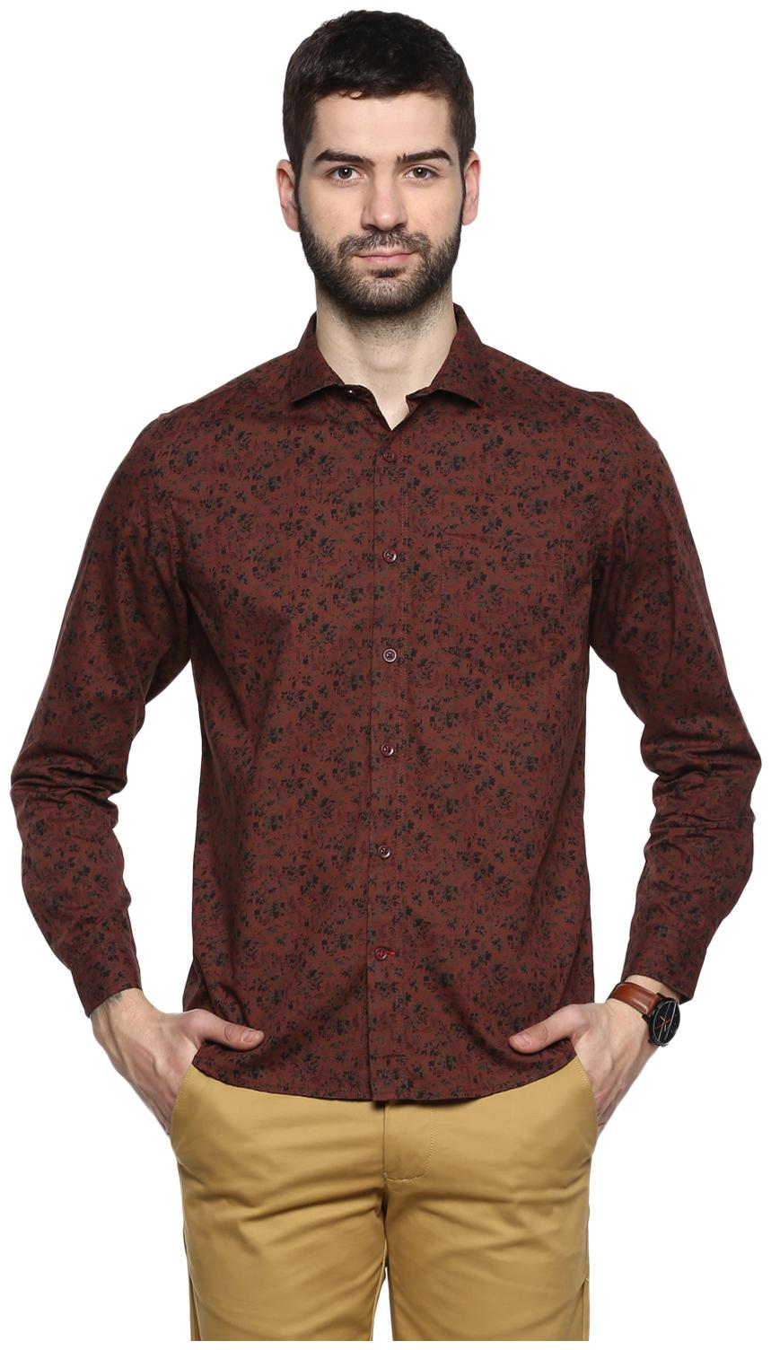 

Red Chief Men Brown Printed Regular Fit Casual Shirt