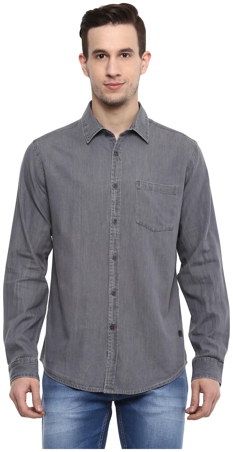 

Red Chief Men Grey Solid Regular Fit Casual Shirt