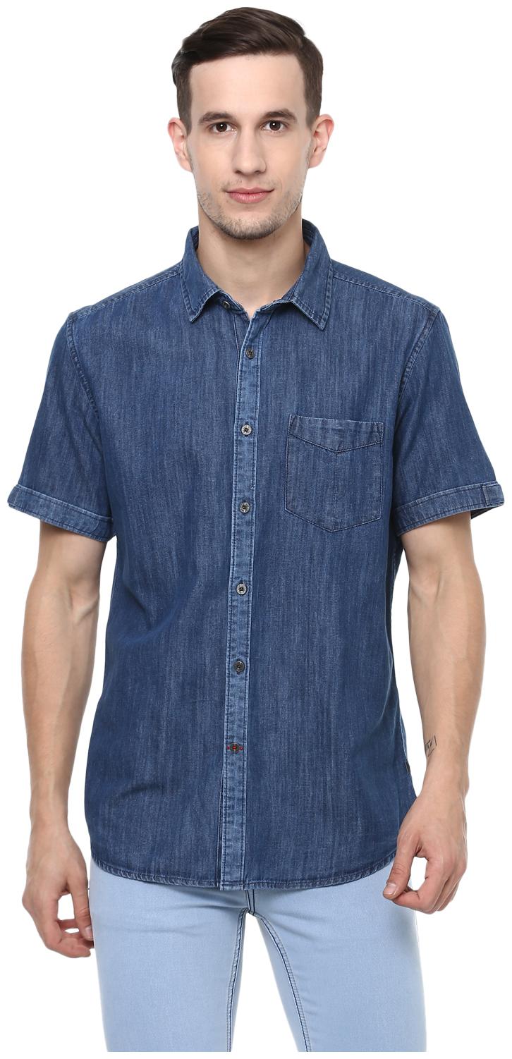 

Red Chief Men Blue Solid Regular Fit Casual Shirt