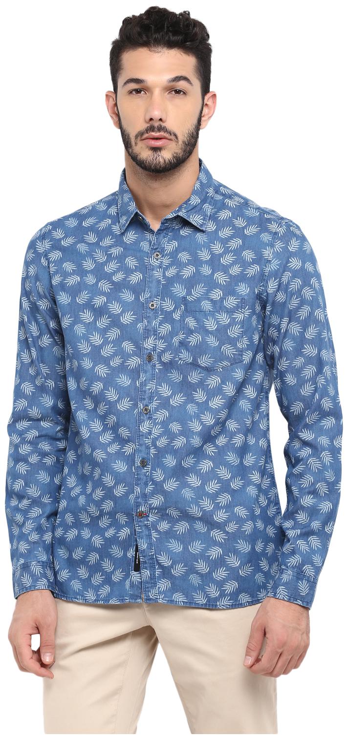 

Red Chief Men Blue Printed Regular Fit Casual Shirt