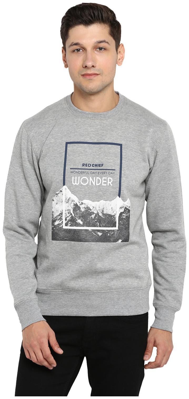 

Red Chief Men Grey Round neck Sweatshirt