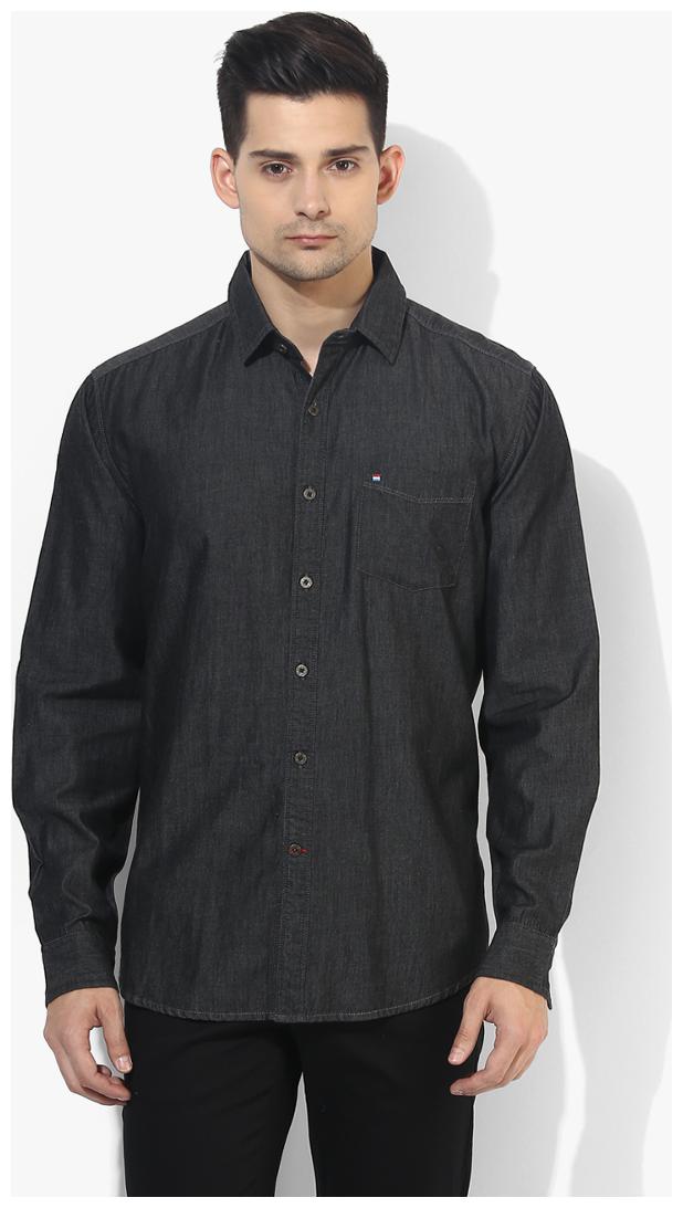 

Red Chief Men Black Solid Regular Fit Casual Shirt